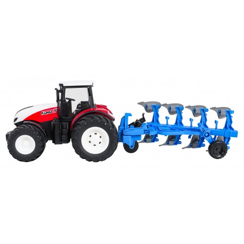 Red R/C Tractor With Plow