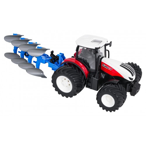 Red R/C Tractor With Plow