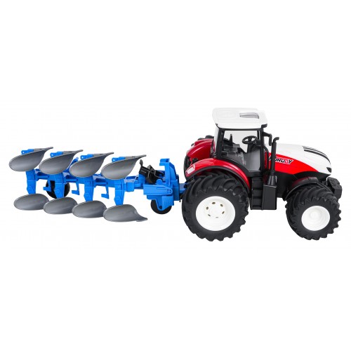Red R/C Tractor With Plow