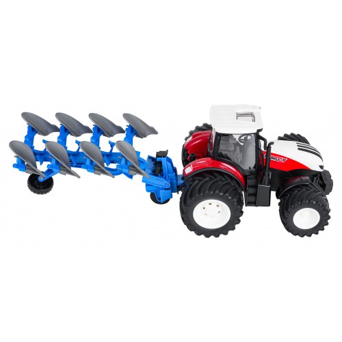 Red R/C Tractor With Plow