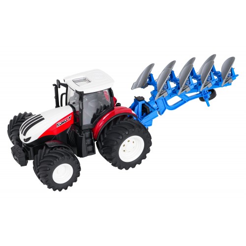 Red R/C Tractor With Plow