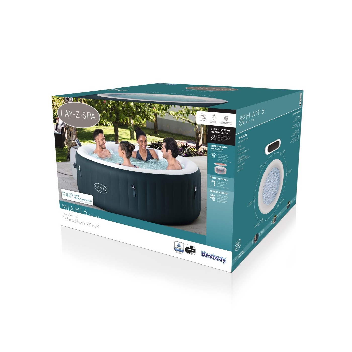Lay-Z-Spa MIAMI AirJet 6 Jacuzzi BESTWAY