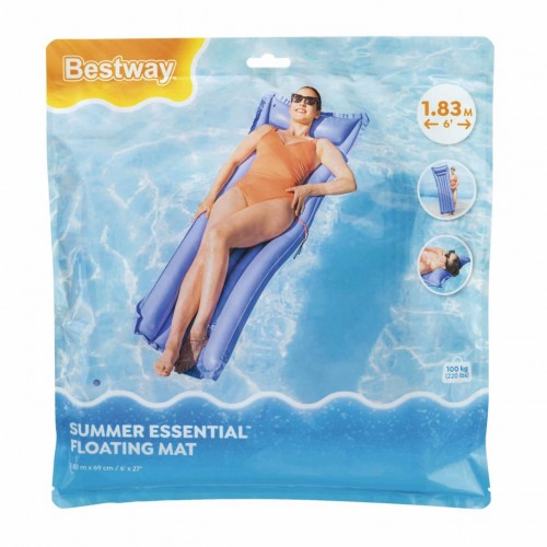 Inflatable Swimming Mattress Purple BESTWAY 183x69cm + Pillow