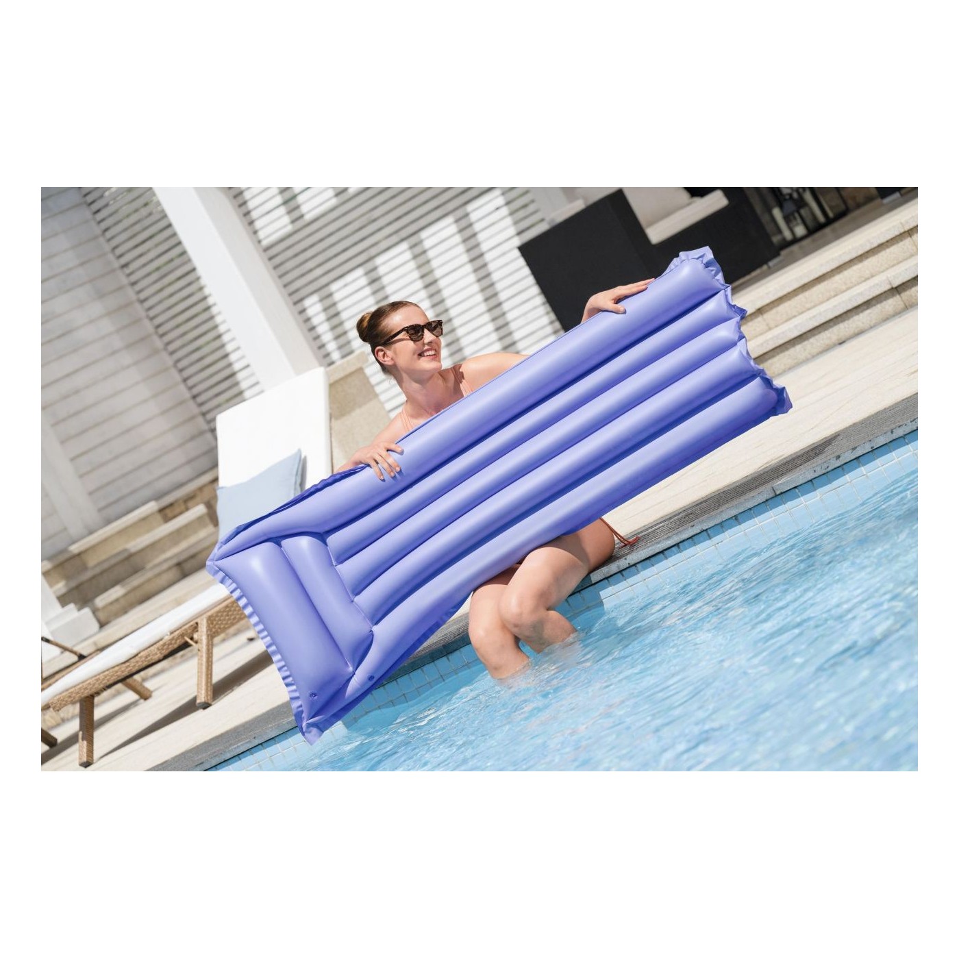 Inflatable Swimming Mattress Purple BESTWAY 183x69cm + Pillow
