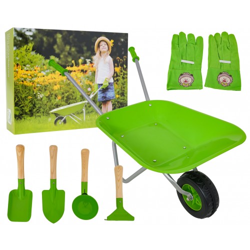 Little Gardener's Set with a Wheelbarrow Green