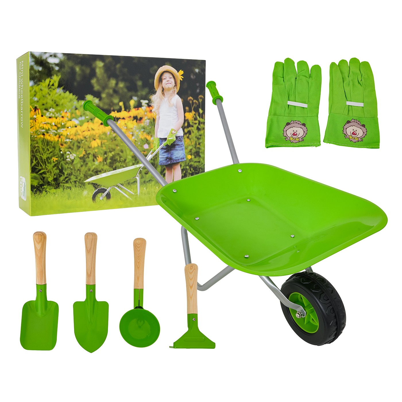 Little Gardener's Set with a Wheelbarrow Green