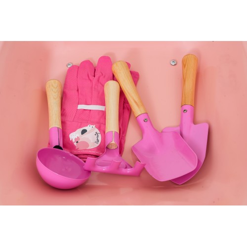Little Gardener's Set with Wheelbarrow Pink
