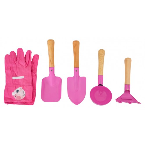 Little Gardener's Set with Wheelbarrow Pink