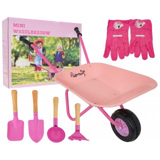 Little Gardener's Set with Wheelbarrow Pink
