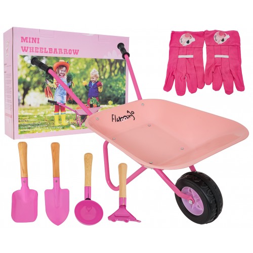 Little Gardener's Set with Wheelbarrow Pink