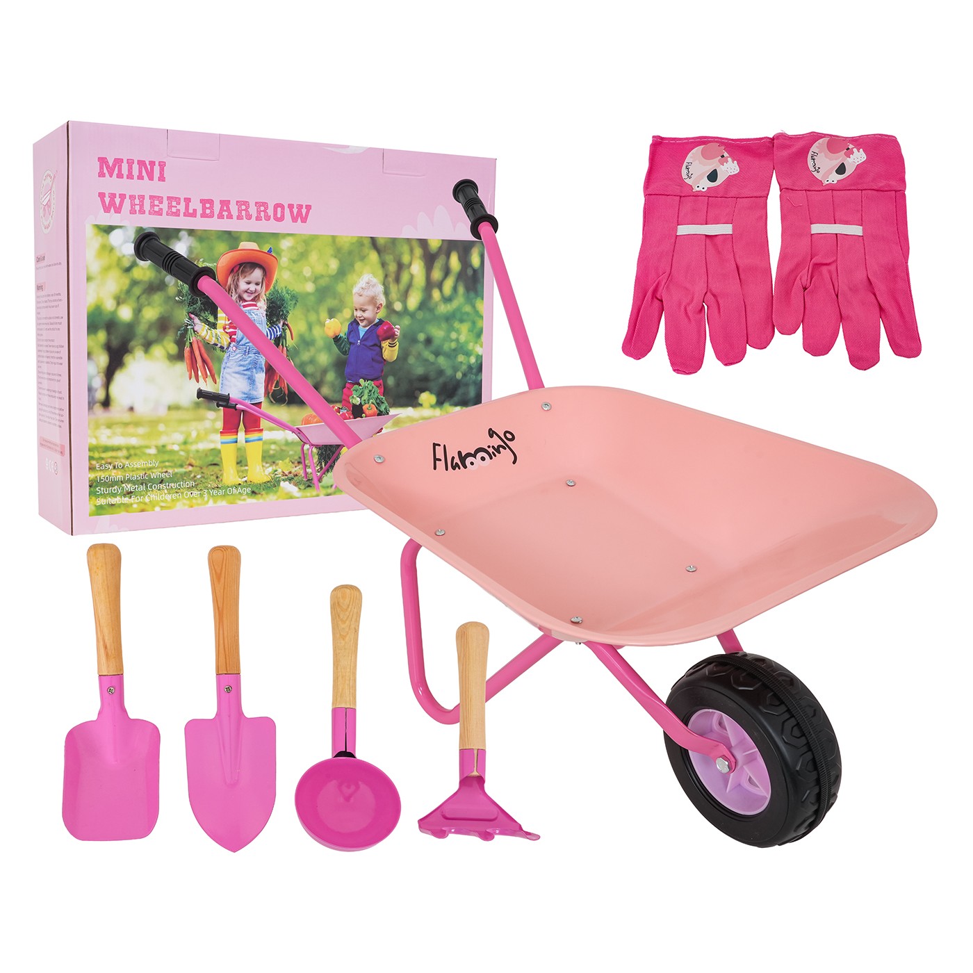 Little Gardener's Set with Wheelbarrow Pink