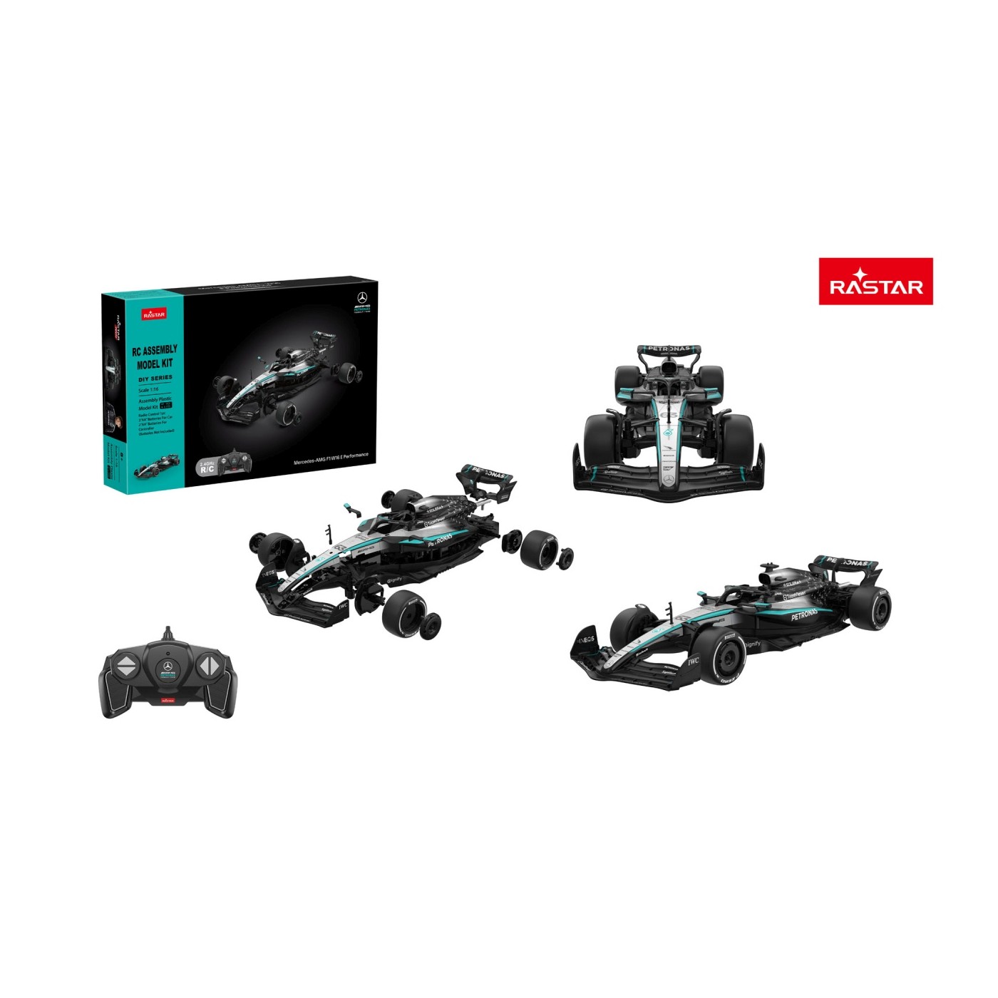 R/C car 1:16 Mercedes-AMG F1 W16 E Performance Building Kit Black RASTAR