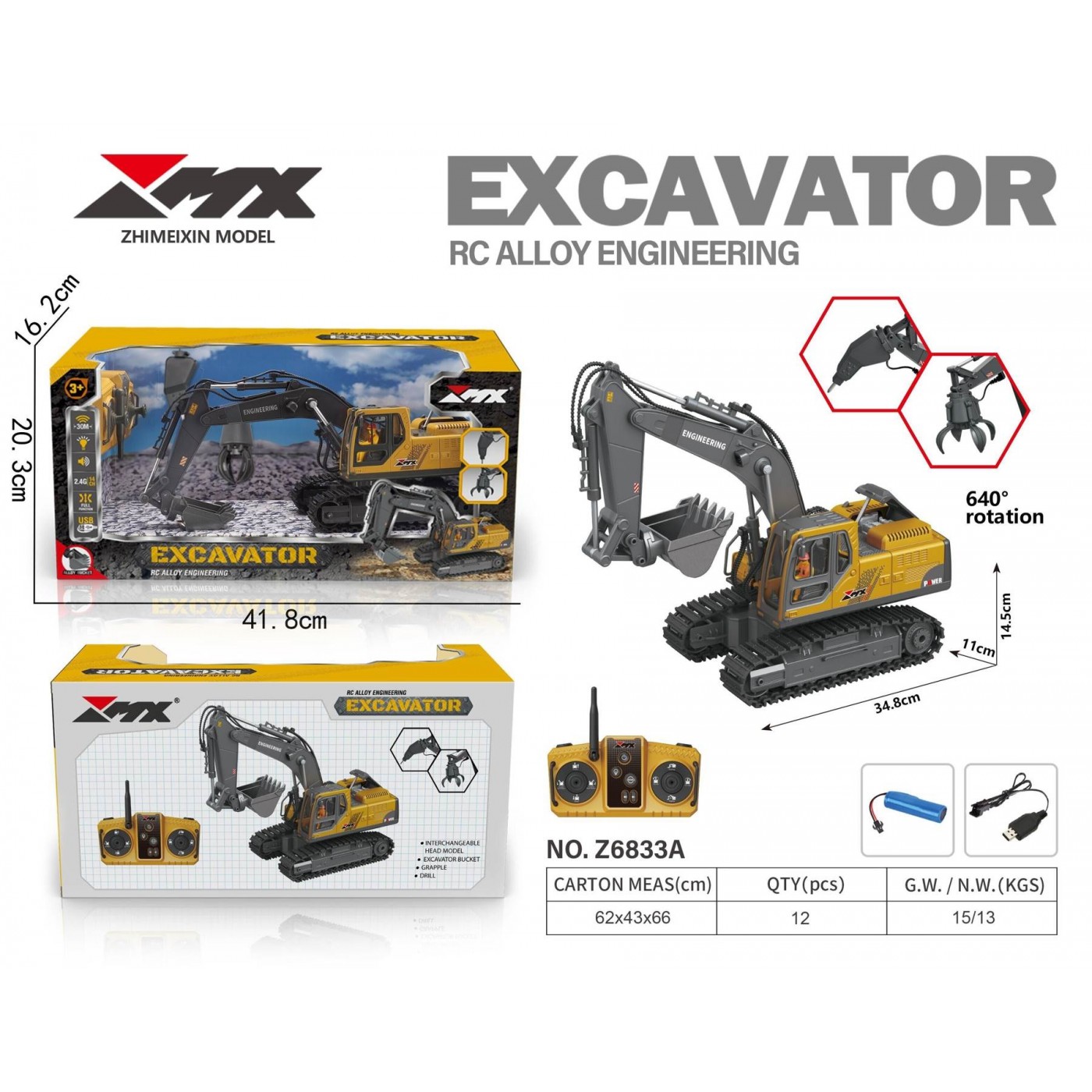 R/C Excavator + Accessories
