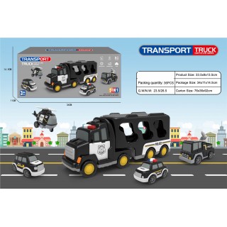 Black Police Tow Truck + Cars