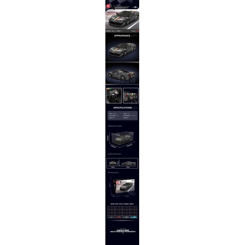 Sports Car Brick Set Black 384pcs.