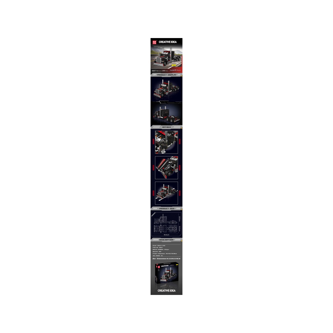 Black Truck Building Block Set 1814pcs.