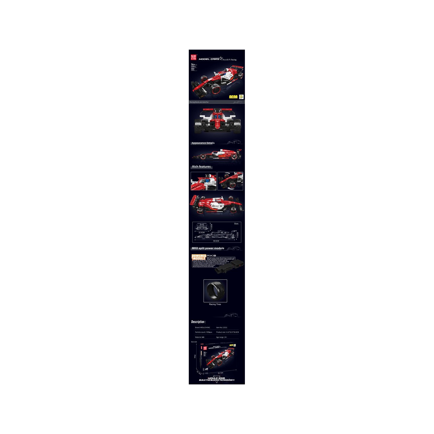 Formula Red Sports Car Brick Set 1226pcs.