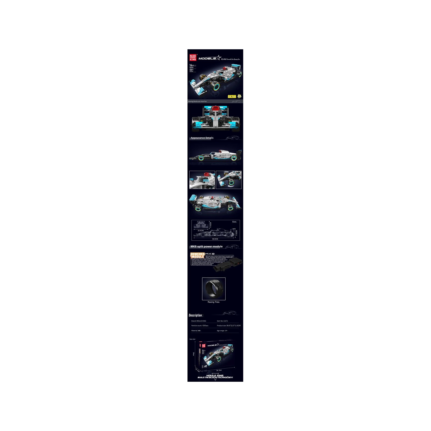 Formula Sports Car Brick Set Gray 1257pcs.