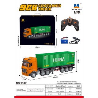 R/C Truck + Container Green 1:18