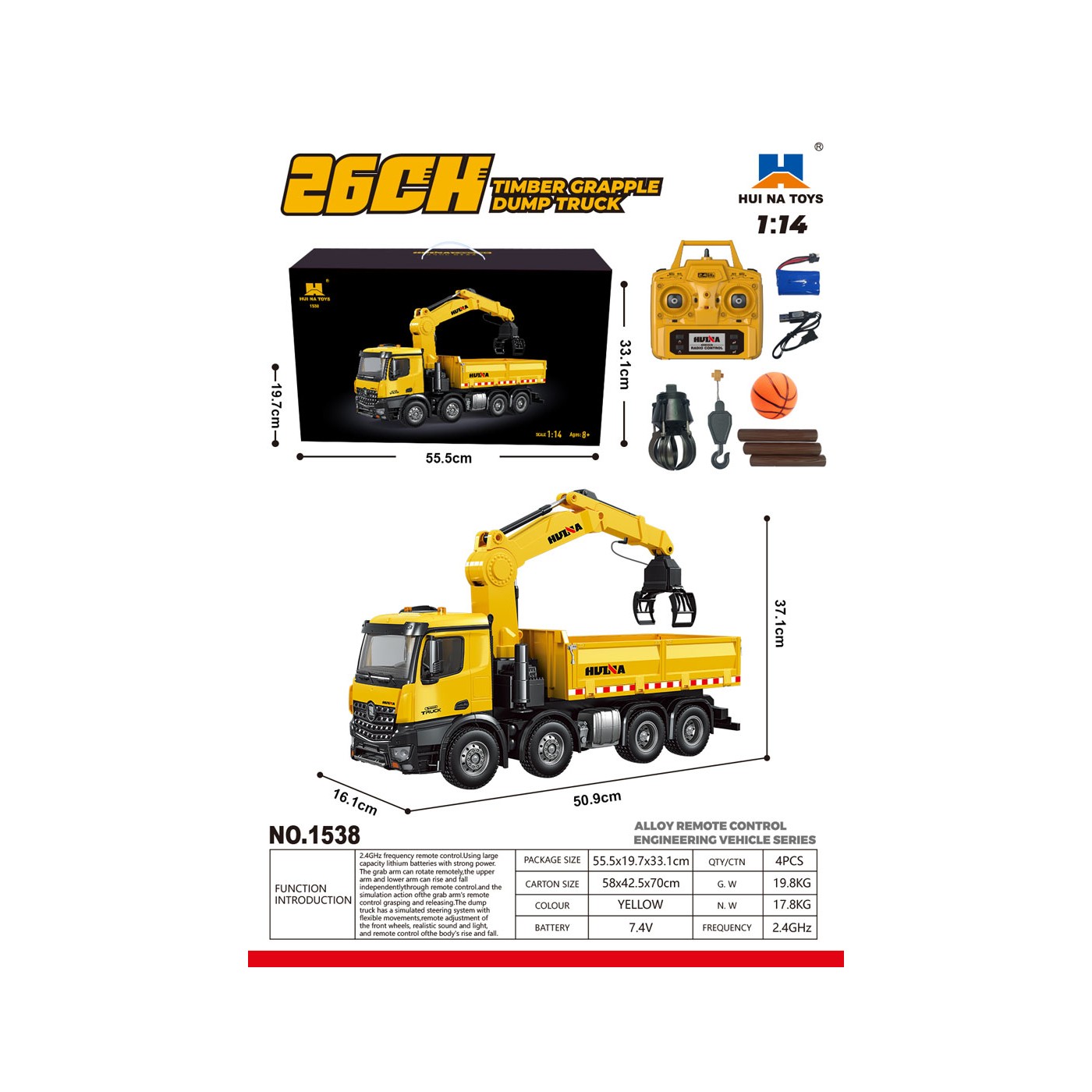 R/C Truck with HDS Yellow 1:14 + Accessories