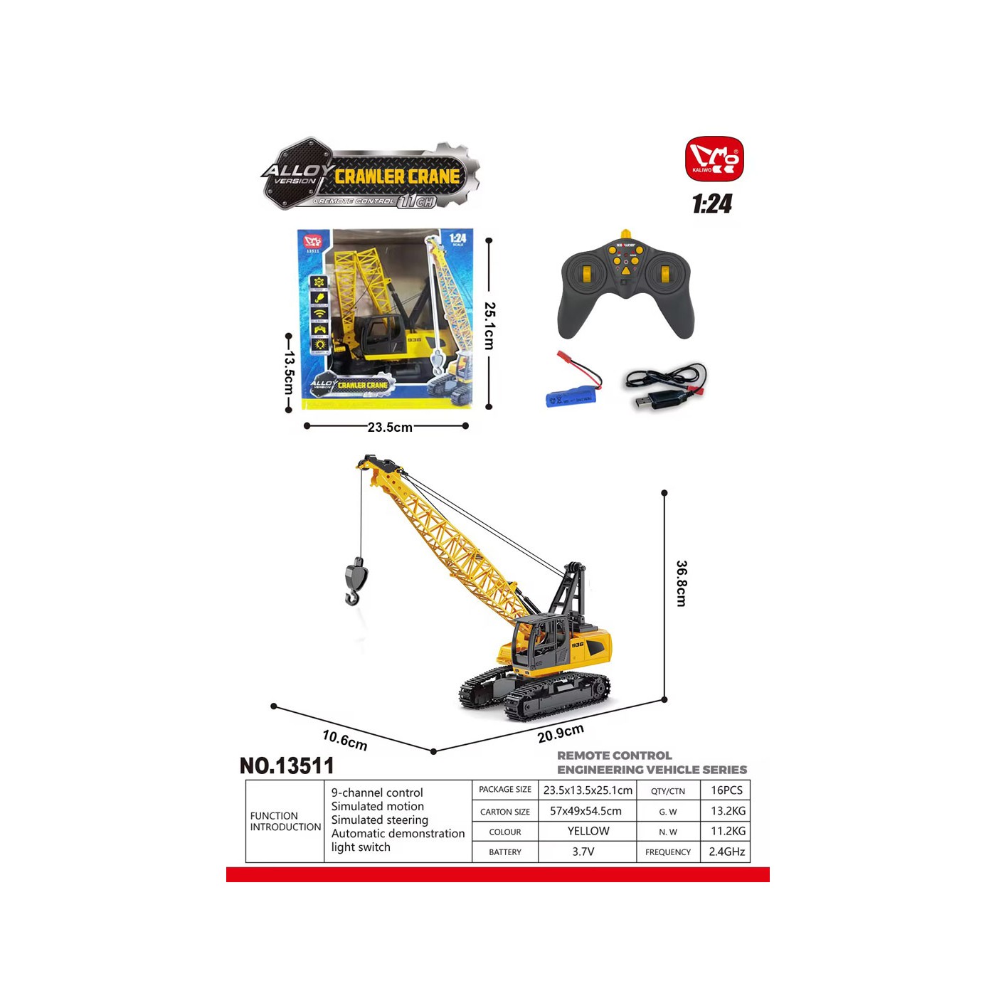 R/C Crane Yellow 1:24
