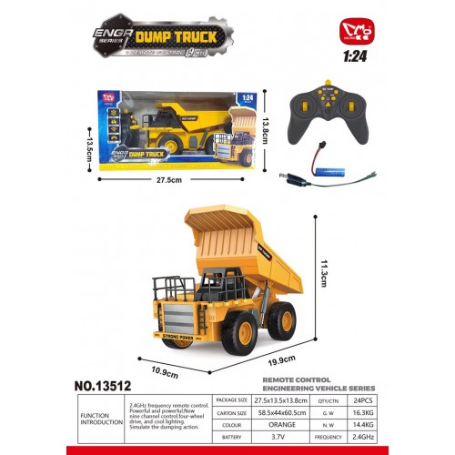 R/C Dump Truck Yellow 1:24