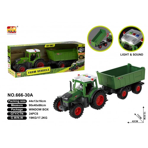 Tractor with Trailer with Lights and Sound Function