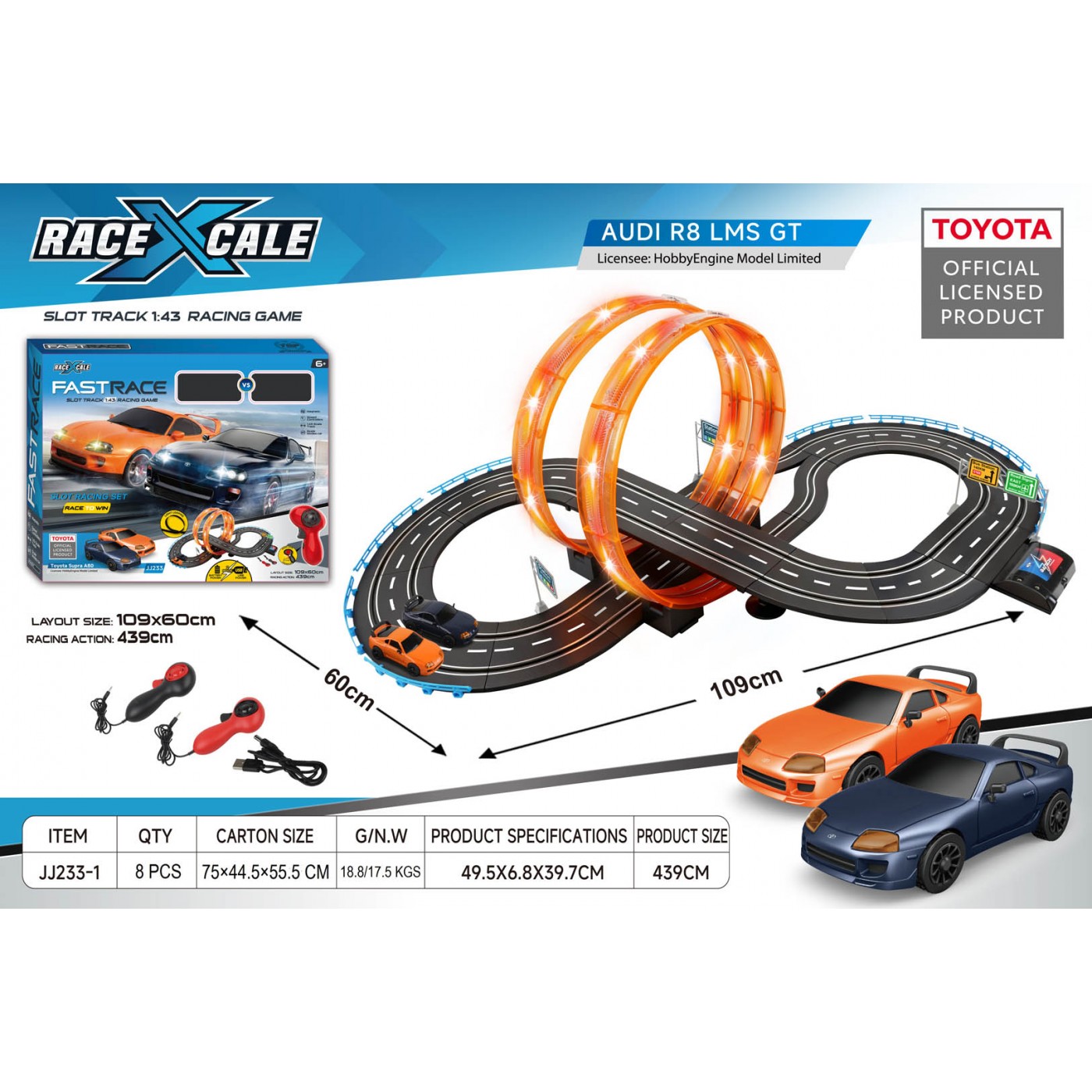 R/C TOYOTA Race Track 1:43 - 152x73 cm