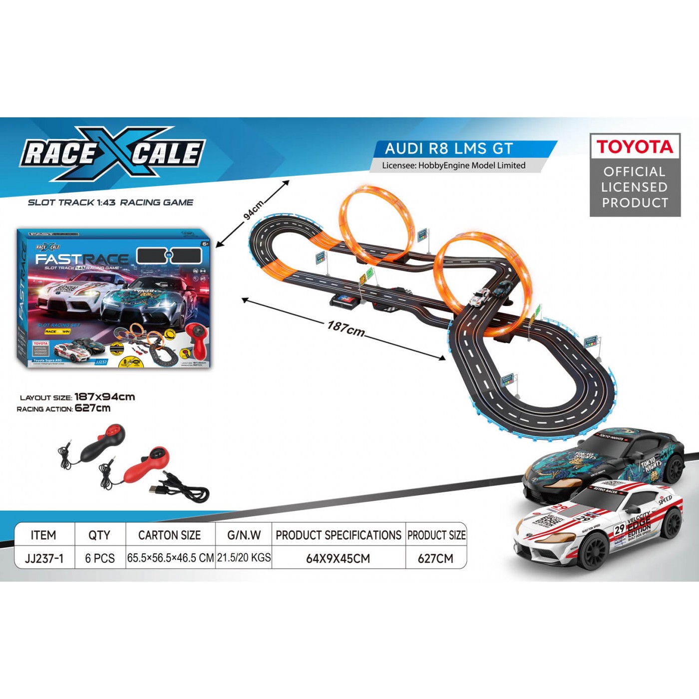 R/C TOYOTA Race Track 1:43 - 187x94 cm