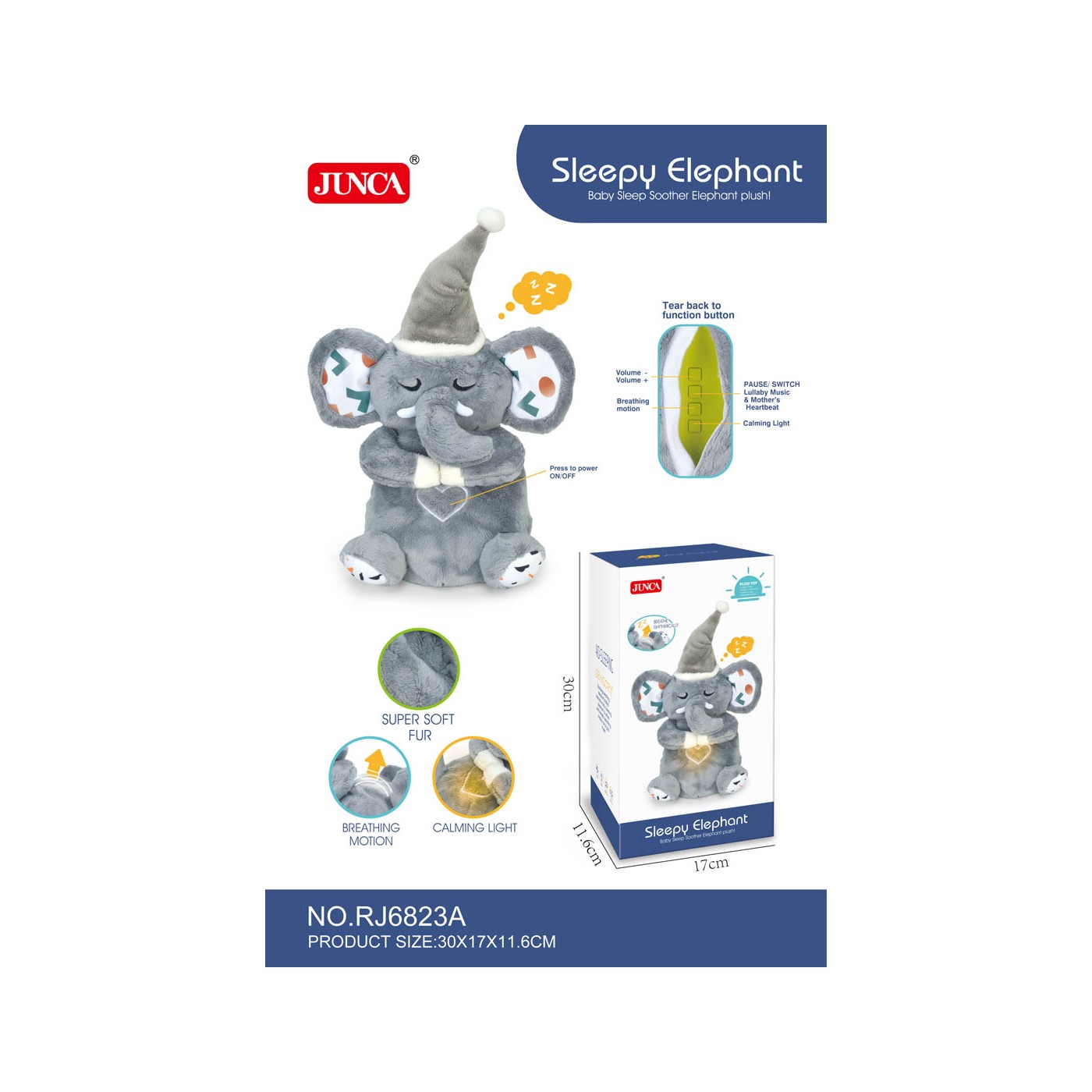 Interactive Sleeping Teddy Bear Elephant
