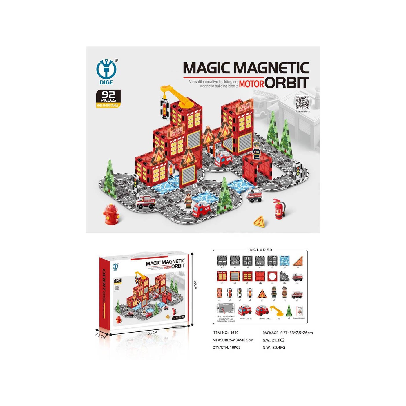 Fire Department Magnetic Block Set 92 pcs.