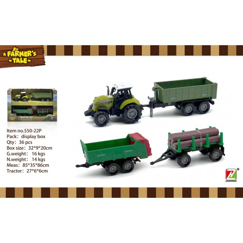 1:48 Tractor with Lights and Sound Function + Trailers