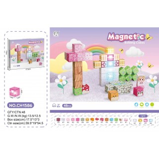 Magnetic Cube Set, Magnetic Blocks 48 pcs + Light