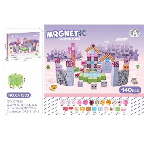 Magnetic Cubes Set, Magnetic bricks 140el.