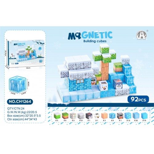 Magnetic Cubes Set, Magnetic bricks 92el.