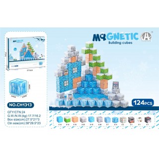 Magnetic Cubes Set, Magnetic bricks 124el.
