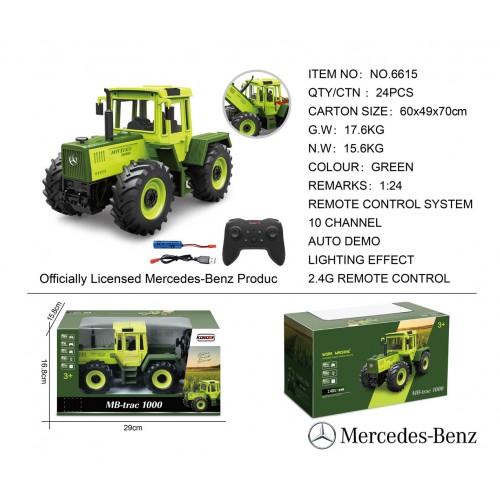 Tractor Green 1:24 with remote control Mercedes Benz