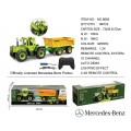 Green tractor 1:24 with remote control Mercedes Benz + Yellow trailer