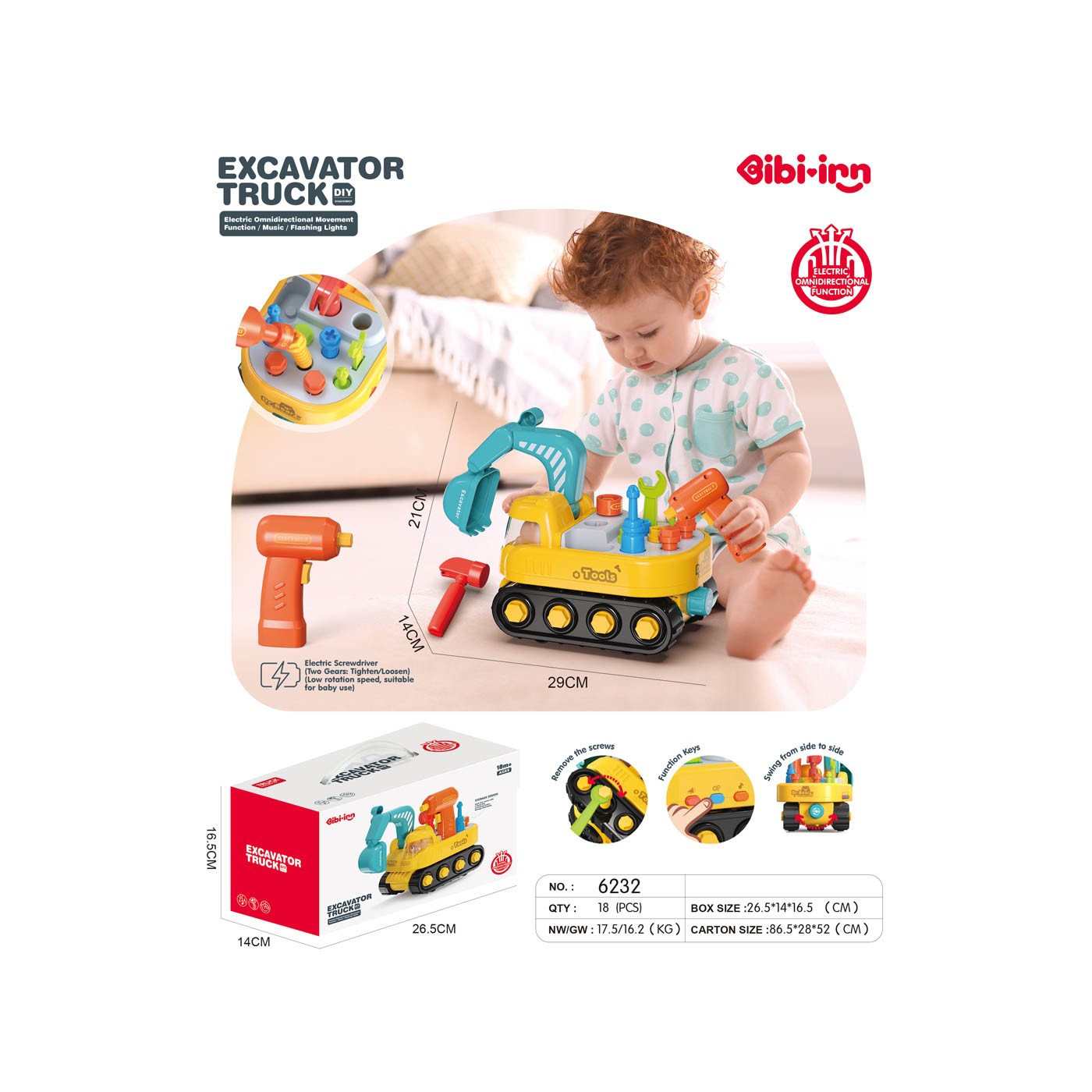 Multifunctional excavator for toddlers