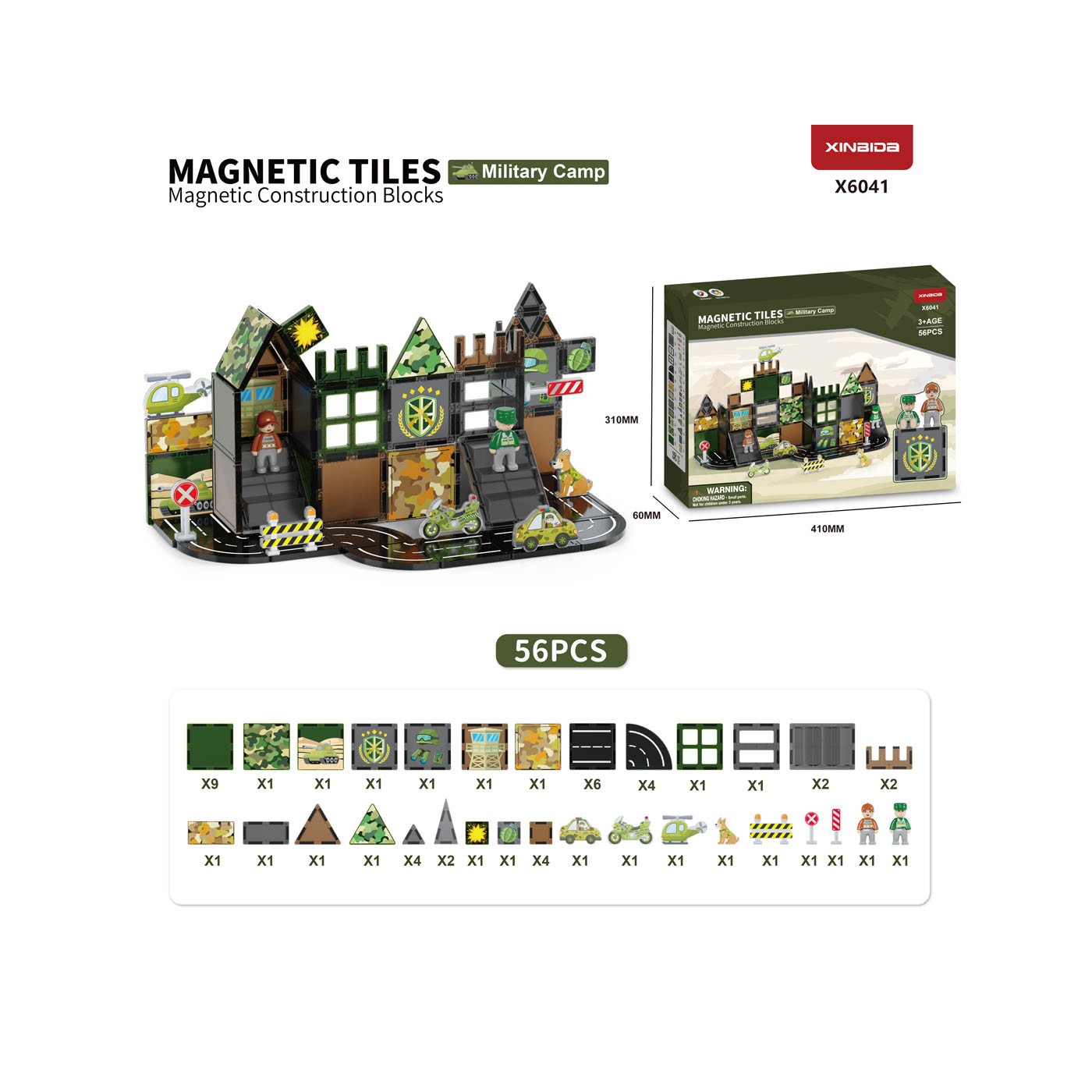 Magnetic bricks Army 56el.