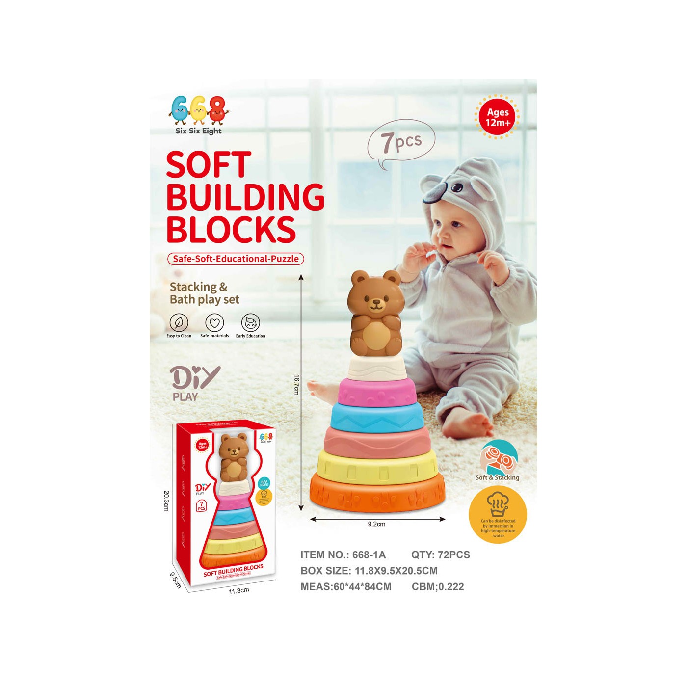 Coloured Soft Pyramid Teddy Bear
