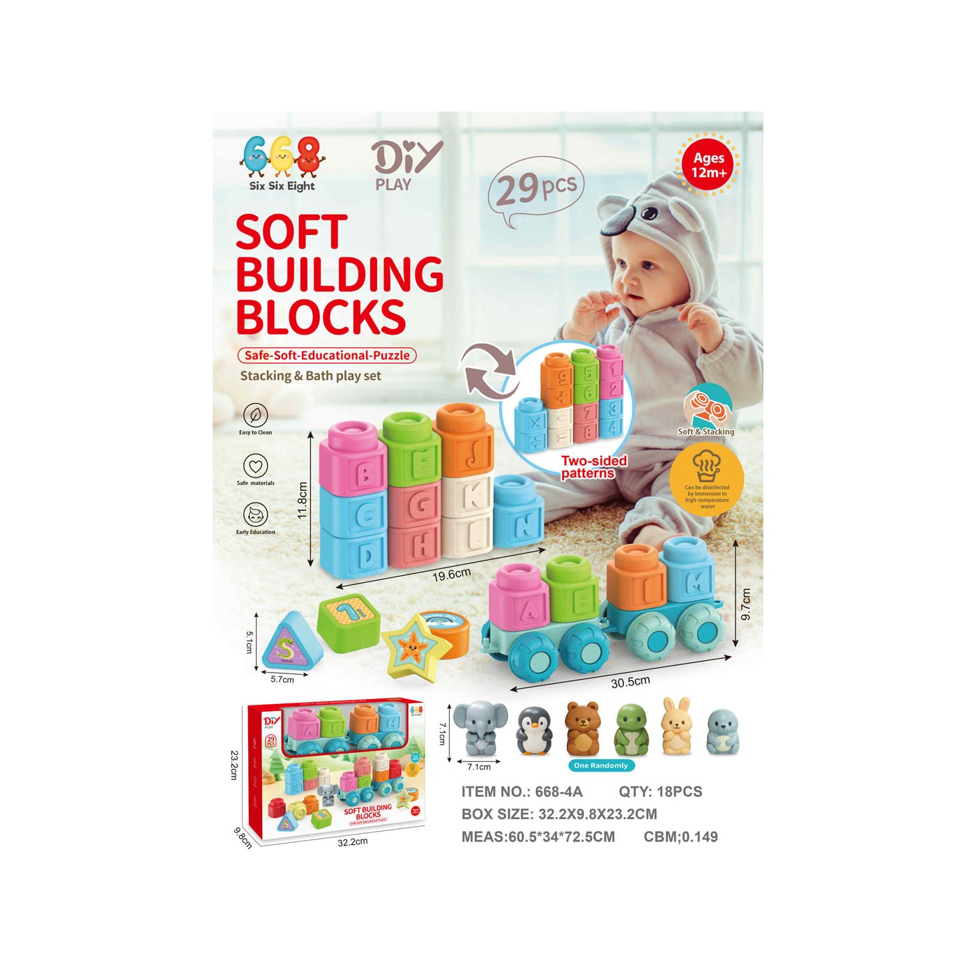 Set of soft bricks Letters + Locomotive