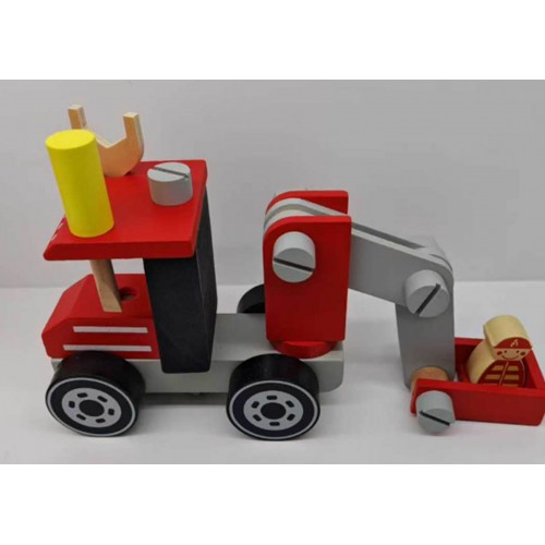 Turnable wooden crane Red + accessories