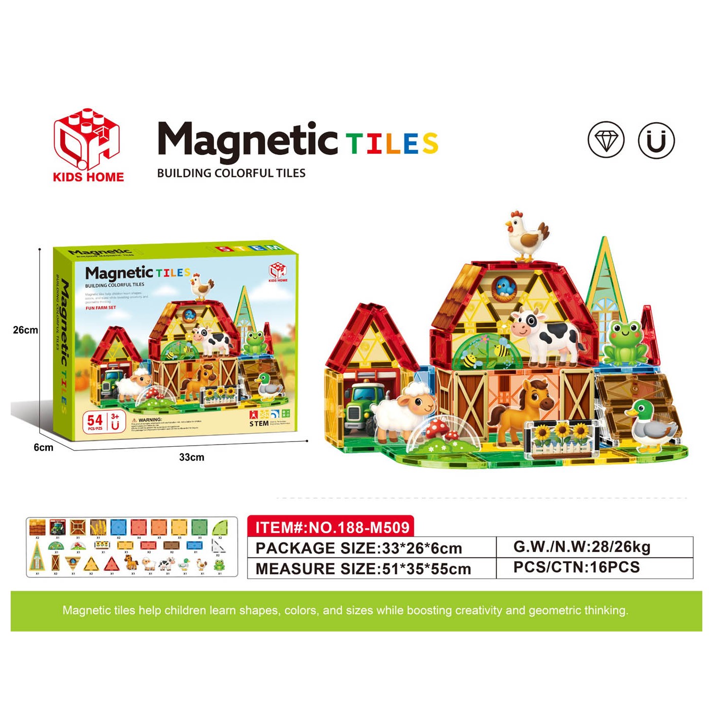 Magnetic Farm Set 54el.