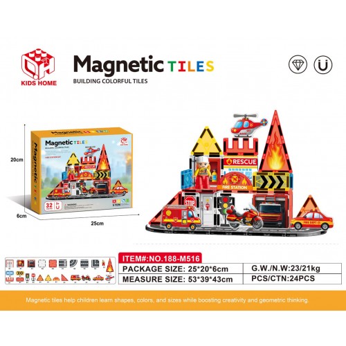Fire Brigade Magnetic Bricks Set 32el.