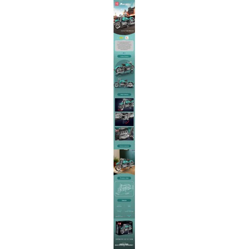 Turquoise 1971el Motorcycle Bricks Set.