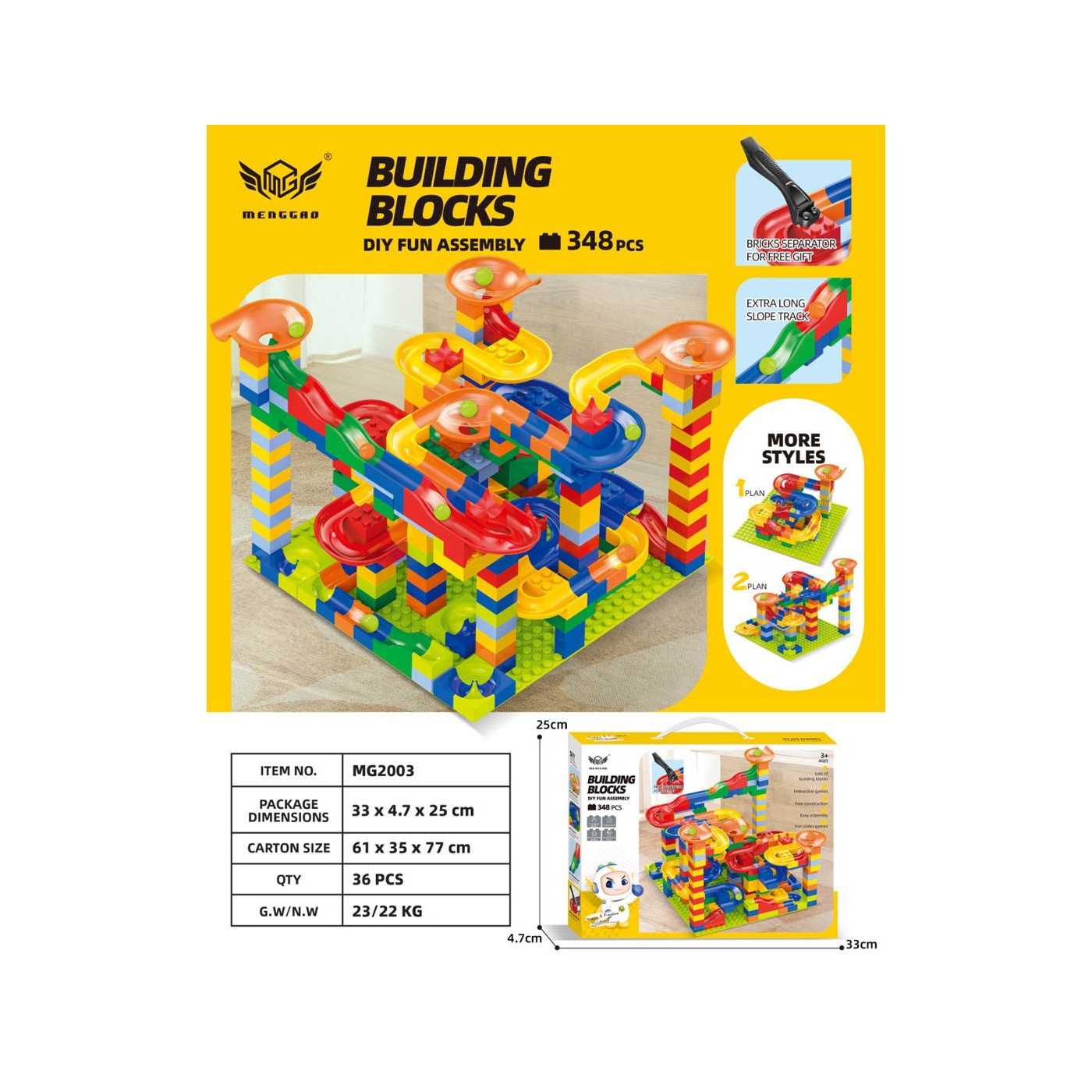 Set of coloured bricks Track Ball 348el.