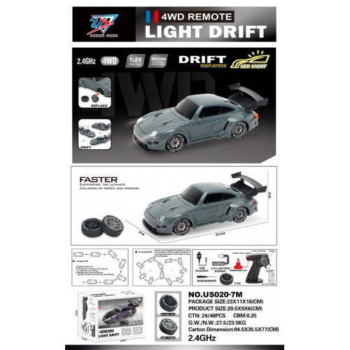 R/C Drift Car 1:20 with Lights Function Green