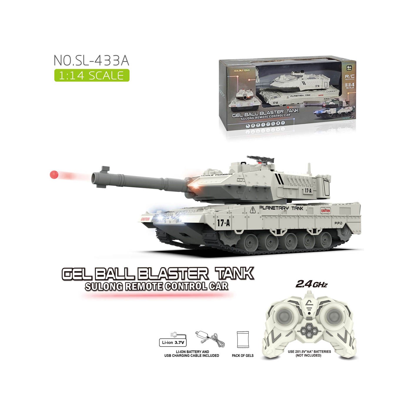 R/C White tank with shooting function