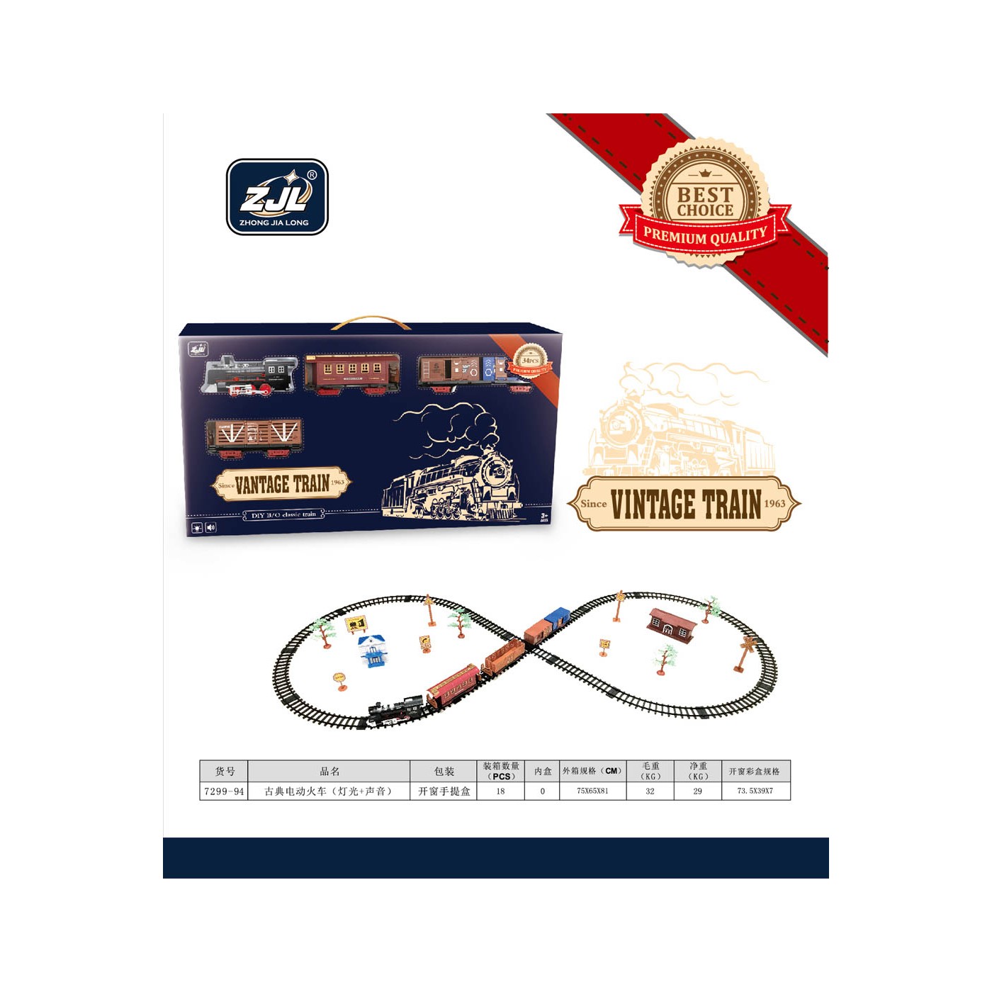 Retro train set with wagons